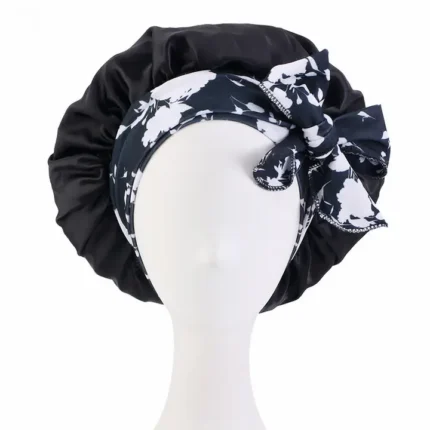 All Things New Boutigue | Printed Long Ribbon Bow Ding Night CAP / COFFEE / BLACK