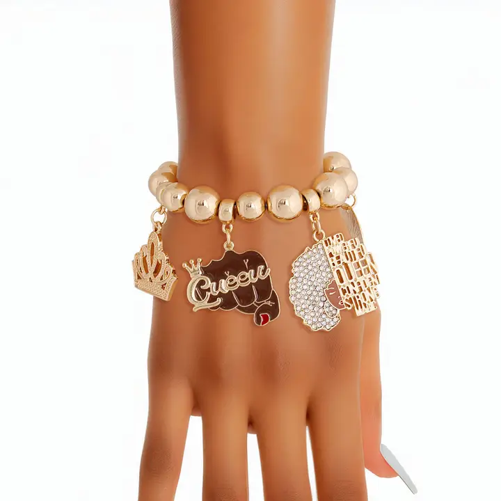 All Things New Boutigue | Gold Queen Afro Bracelet / Multi Color, Gold All Things New Boutigue | Gold Queen Afro Bracelet / Multi Color, Gold