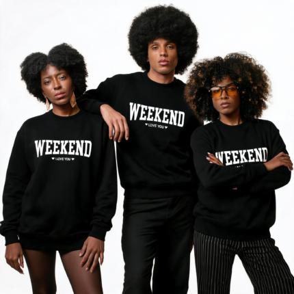 Weekend, Unisex Crewneck Fleece Sweatshirts / Black