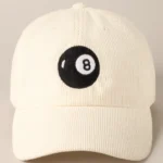 All Things New Boutigue | 8 Ball Embroidered Corduroy Cap / OFF WHITE