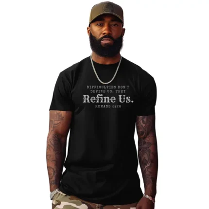 All Things New Boutigue | Difficulties Don’t Define Us Christian Crew Neck T-Shirt / Black