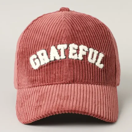 All Things New Boutigue | Grateful 3D Embroidered Corduroy Baseball Cap / BURGUNDY