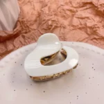 All Things New Boutigue | Irregular Acetate Metal Hair Claw – Chic Mid Clip / COFFEE/ BROWN / OFF WHITE