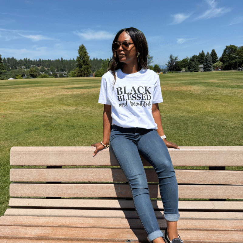 All Things New Boutigue | BLACK, BLESSED AND BEAUTIFUL T-Shirt / White/ black
