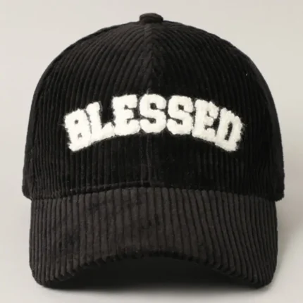All Things New Boutigue | Blessed 3D Embroidered Corduroy Baseball Cap / BROWN