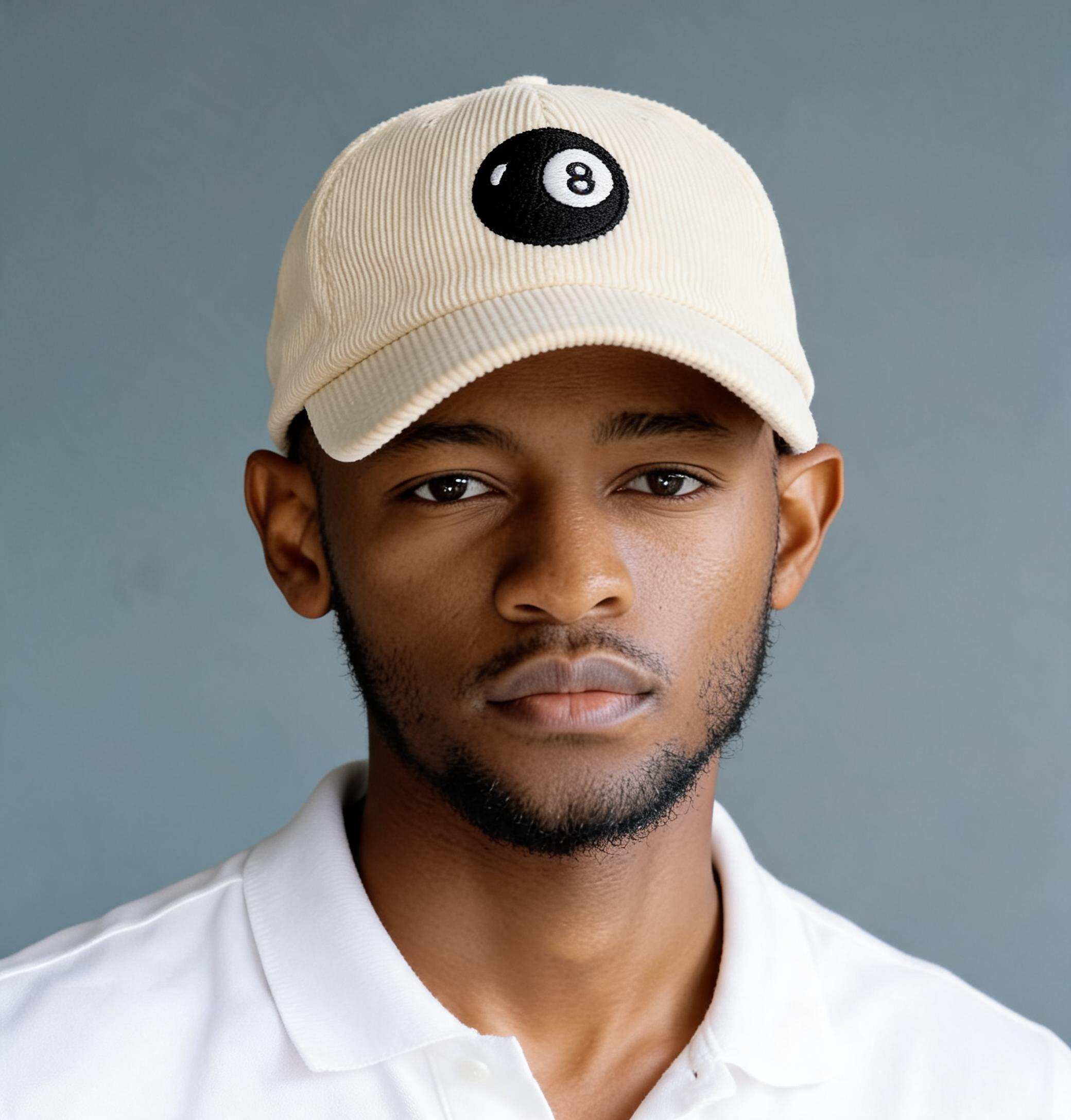 8 Ball Embroidered Corduroy Cap OFF WHITE 2