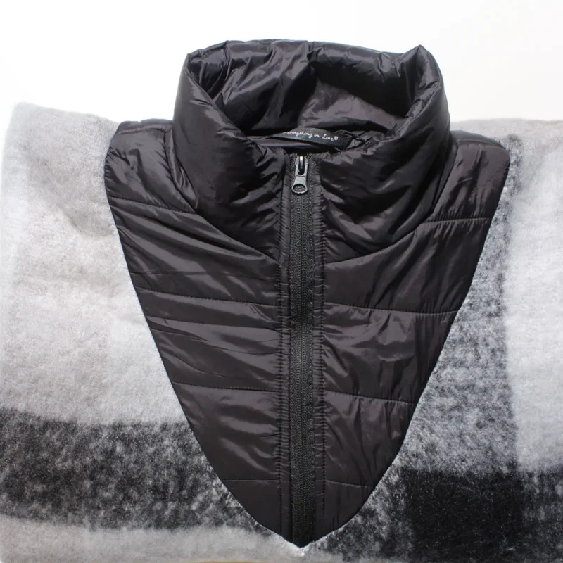 All Things New Boutigue | Fringe Poncho Poly Black Plaid Long Zip For Women / Black, Multi Tone