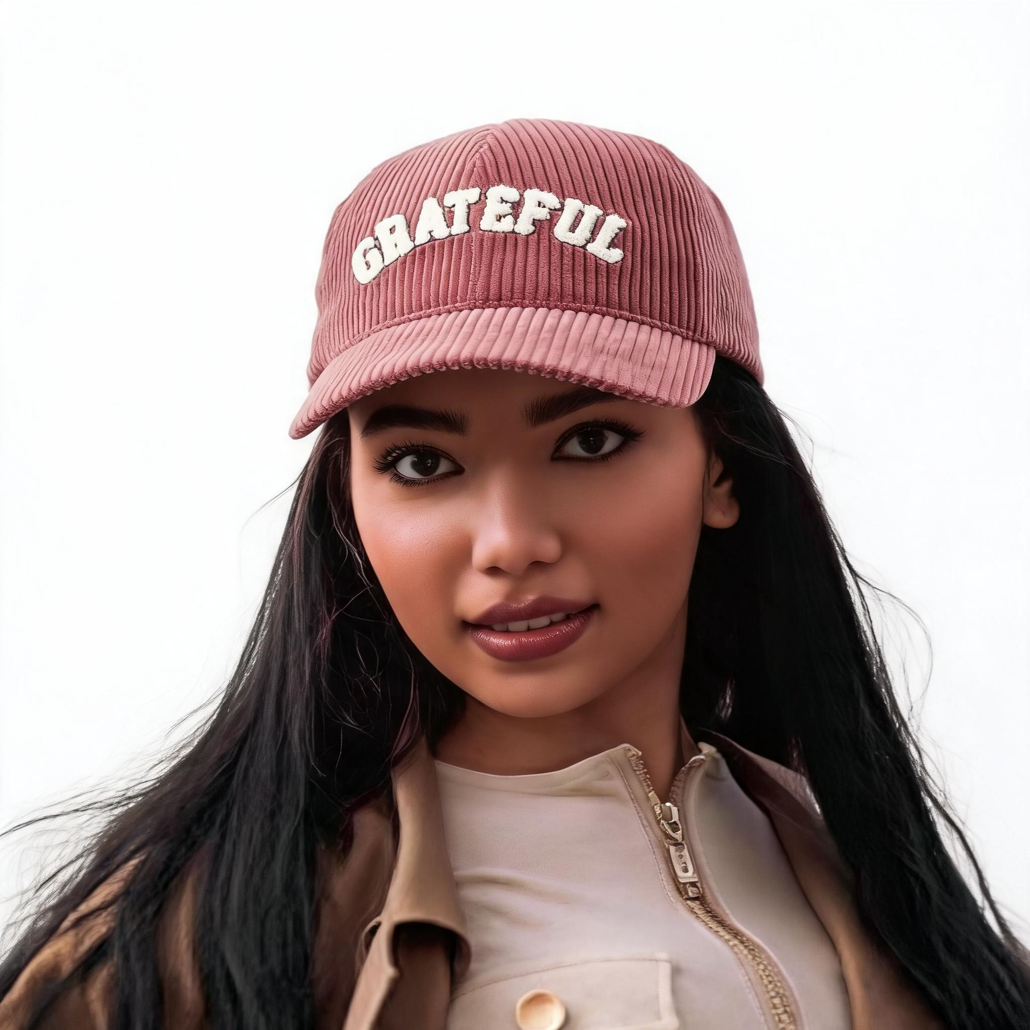 Grateful 3D Embroidered Corduroy Baseball Cap BURGUNDY