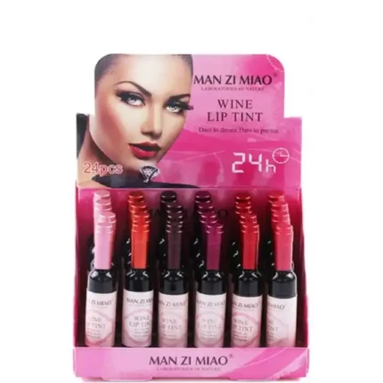 All Things New Boutigue | Lip Tint 24pc Set Wine Bottle Shape w/ Display Box / ASSORTED COLORS
