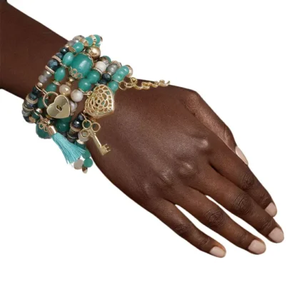 All Things New Boutigue | Mint Bead Love Charm Bracelets / Gold