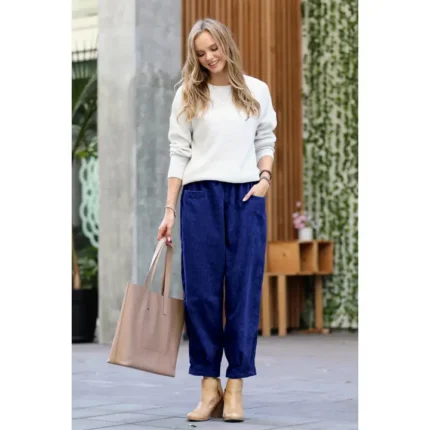 All Things New Boutigue | Corduroy Front Pocket Baggy Pants/ BRIGHT BLUE / BEIGE / EGG PLANT