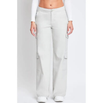 Nichole High Rise Double Pocket Wide Leg Cargo Pants / Stone