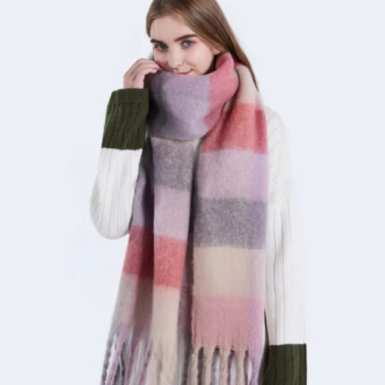 Olorful Mohair Checkered Scarf
