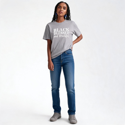 Unisex Round Neck Short Sleeve T-Shirt (H Grey/Black)