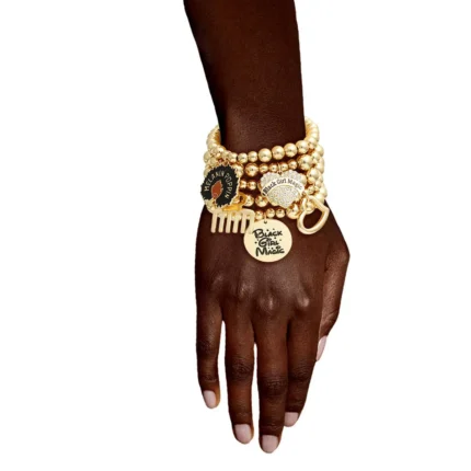 Tyra Gold Ball Bead Black Girl Magic Charm Bracelets