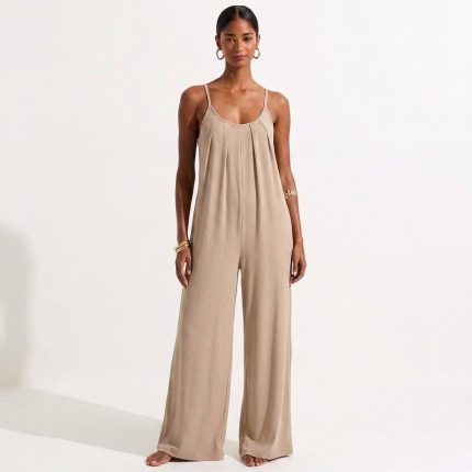 Casandra Spaghetti Strap Solid Wide Jumpsuit