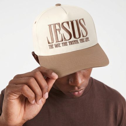 BEIGE Jesus Typography Embroidered Trucker Hat